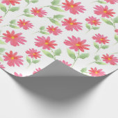Coral Pink Waterverf Daisy Pattern Cadeaupapier (Hoek)