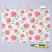 Coral Pink Waterverf Daisy Pattern Tissuepapier (Craft)