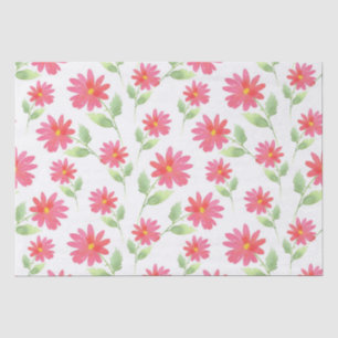Coral Pink Waterverf Daisy Pattern Tissuepapier