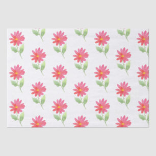 Coral Pink Waterverf Daisy Pattern Tissuepapier