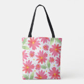 Coral Pink Waterverf Daisy Pattern Tote Bag (Achterkant)