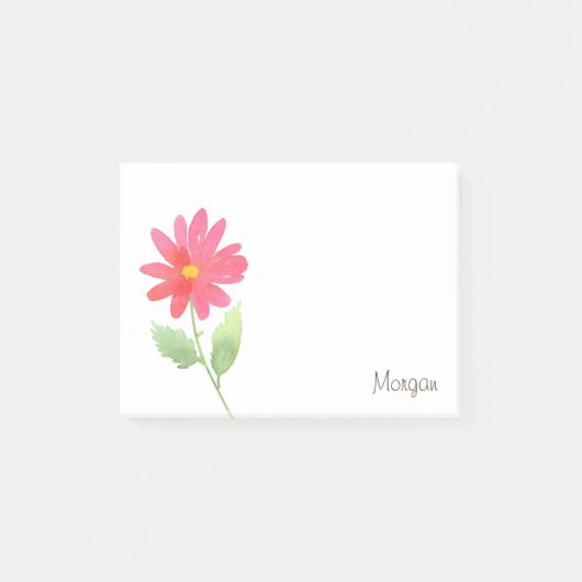 Coral Pink Waterverf Daisy Post-it® Notes (Voorkant)