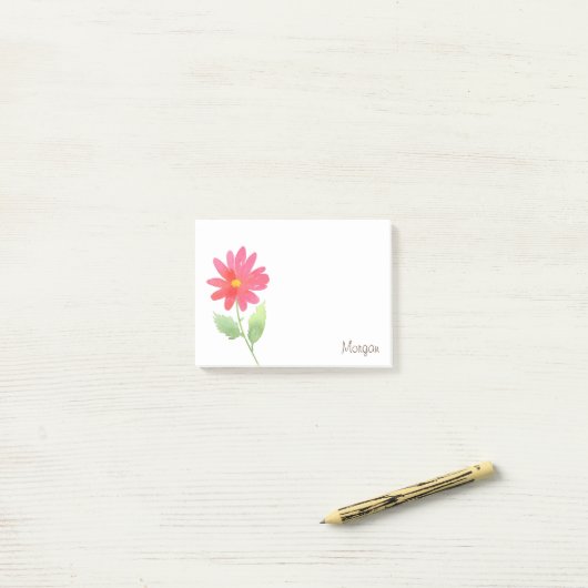 Coral Pink Waterverf Daisy Post-it® Notes (Op bureau)
