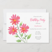 Coral Pink Waterverf Daisy Stems Kaart (Voorkant)