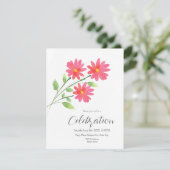 Coral Pink Waterverf Daisy Stems Kaart (Staand voorkant)