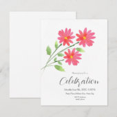 Coral Pink Waterverf Daisy Stems Kaart (Voorkant / Achterkant)