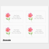 Coral Pink Waterverf Flower labels (Vel)