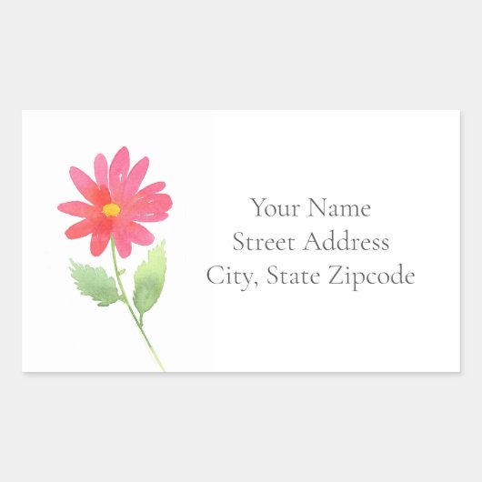 Coral Pink Waterverf Flower labels (Voorkant)