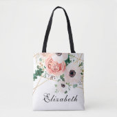 Coral Pink Waterverf Flowers Tote Bag (Voorkant)