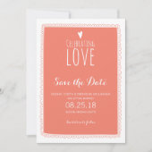 Coral Pink Whimsical Doodle Lijst Save the Date Kaart (Voorkant)