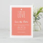 Coral Pink Whimsical Doodle Lijst Save the Date Kaart (Staand voorkant)