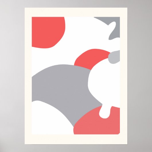 Coral Pink White Grey Abstract Art Wall Poster (Voorkant)