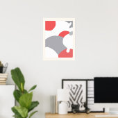 Coral Pink White Grey Abstract Art Wall Poster (Thuiskantoor)