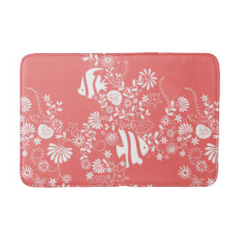 Coral Pink White Ocean Life Patroon Badmat