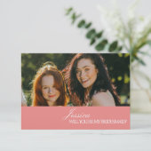 Coral Pink Will You Be My Bridesmaid Proposal Card Kaart (Staand voorkant)