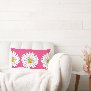 Coral Pink Yellow White Daisy Pattern Kussen