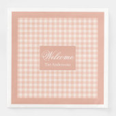 Coral Plaid Napkins Personalized Elegant Accent Servet (Voorkant)