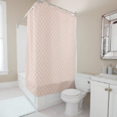 Coral Plaid Tartan Curtain Sleek Bathroom Look Douchegordijn (In situ)
