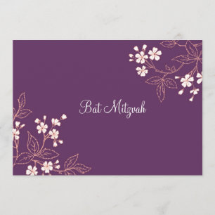 Coral Plum Damask Bat Mitzvah Uitnodigingen