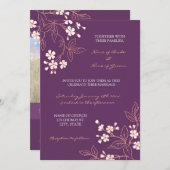 Coral Plum Floral Photo Weddenschap Kaarten (Voorkant / Achterkant)