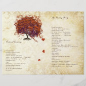 Coral Plum Heart Leaf Tree Gold Wedding Program (Achterkant)