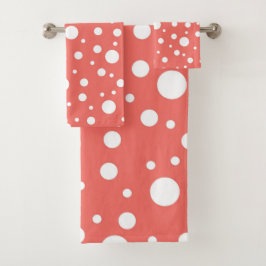 Coral Polka Dot Bad Handdoek