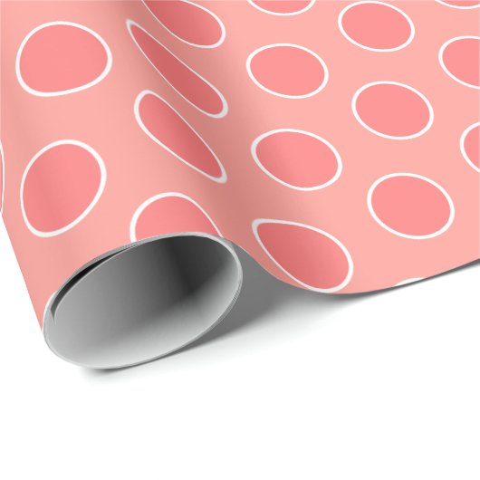Coral Polka-Dot Cadeaupapier (Rol Hoek)