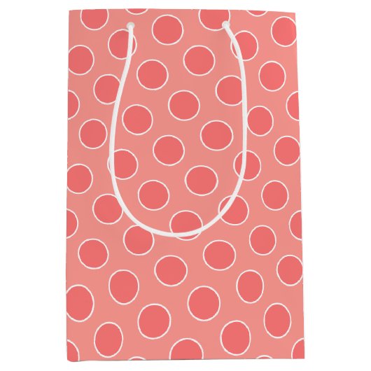 Coral Polka Dot Designer Medium Cadeauzakje (Voorkant)