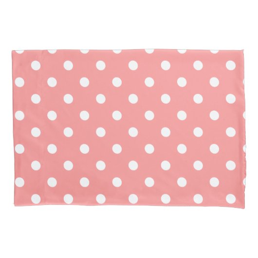 Coral Polka Dot Kussensloop (Voorkant-Links)