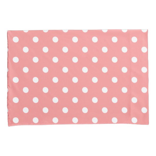 Coral Polka Dot Kussensloop (Voorkant-Rechts)