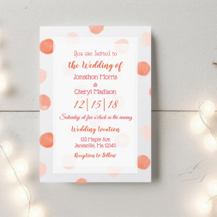 Coral Polka Dots Wedding Kaart