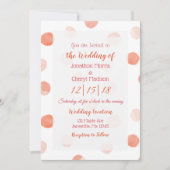 Coral Polka Dots Wedding Kaart (Voorkant)