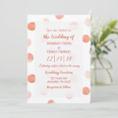 Coral Polka Dots Wedding Kaart (Staand voorkant)