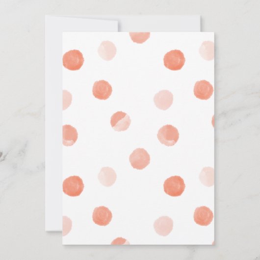 Coral Polka Dots Wedding Kaart (Achterkant)