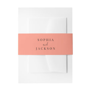 Coral Pop Modern Minimalist Invitation Belly Band Uitnodigingen Wikkel