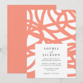 Coral Pop Modern Minimalistisch Abstract Huwelijk Kaart (Voorkant / Achterkant)