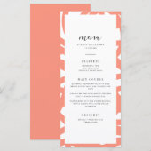 Coral Pop Modern minimalistisch Abstract huwelijks Menu (Voorkant / Achterkant)