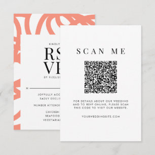 Coral Pop Modern Minimalistisch Abstract RSVP Kaartje