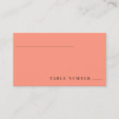 Coral Pop Modern Minimalistische Flat Trouwtafel N Plaatskaartje (Voorkant)
