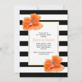 Coral poppies Black white bruiloft repetitief dine Kaart (Voorkant)