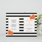 Coral poppies Black white strees trouwprogramma (Staand voorkant)