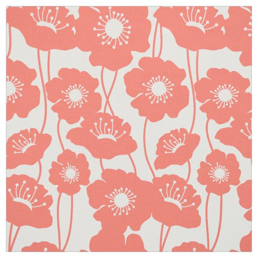 Coral Poppies Pattern Stof (Swatch)