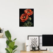 Coral Poppy Flowers Art Print Poster (Thuiskantoor)