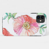 Coral Poppy Waterverf iPhone Case (Achterkant (horizontaal))