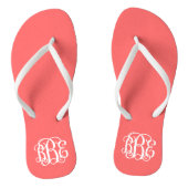 Coral Preppy Script Monogram Teenslippers (Voetbed)
