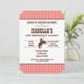 Coral Pset Cowboy Rodeo Birthday Kaart (Staand voorkant)