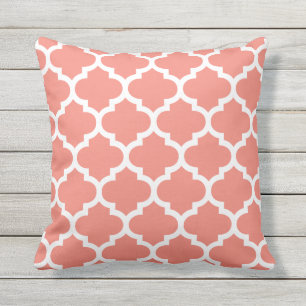 Coral Quatrefoil Pattern Kussens voor gebruik buit