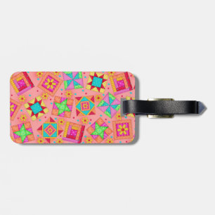 Coral Quilt Block Bagage- of Naaimachinetag Bagagelabel