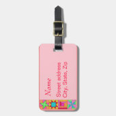 Coral Quilt Block Bagage- of Naaimachinetiket Bagagelabel (Voorkant verticaal)