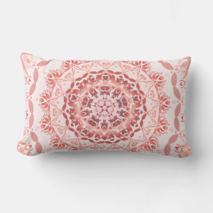 Coral Red Abriot Damask Mandala Kussen